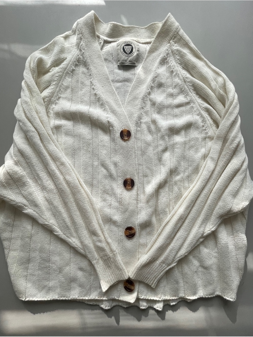 Urban Outfitters Cream V‑Neck Button Cardigan